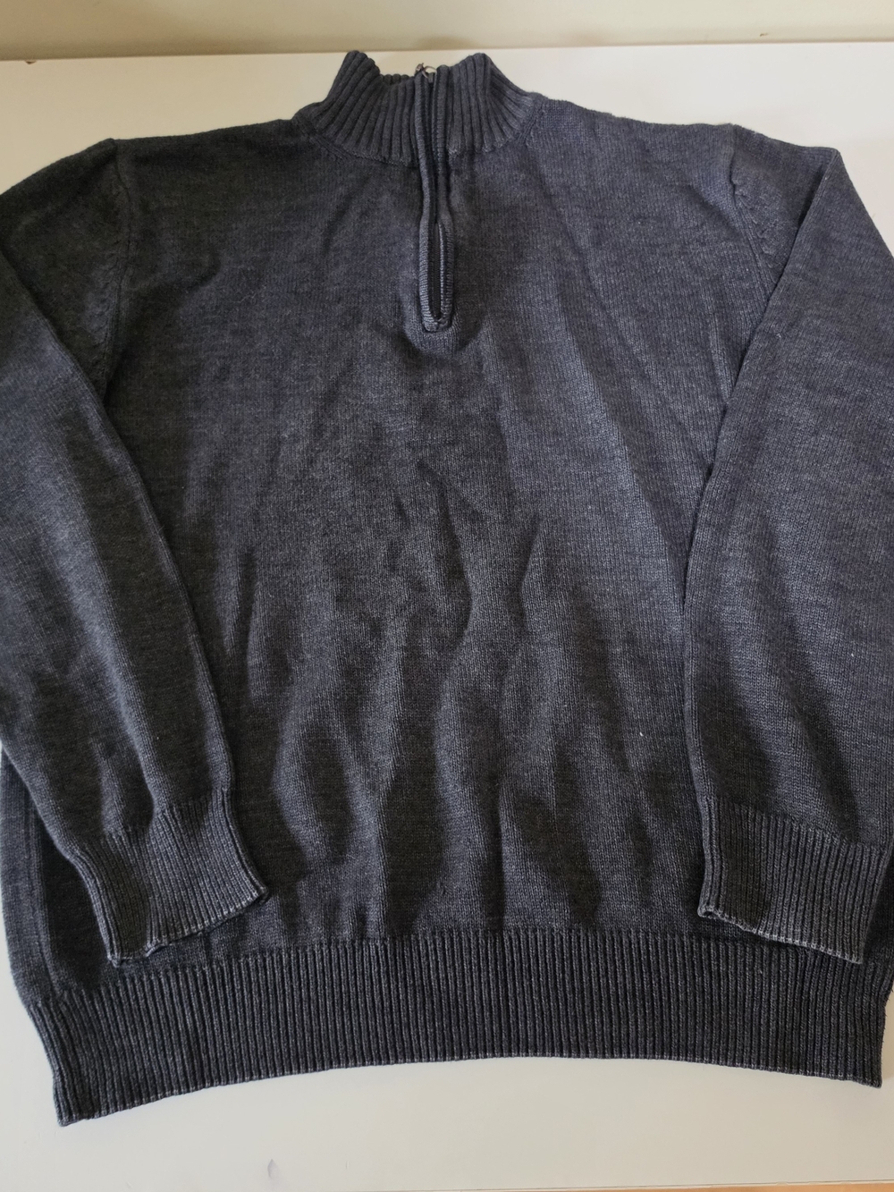 Michael Brandon Mock Neck Solid 1/4 Zip Pullover Knit Sweater Gray L